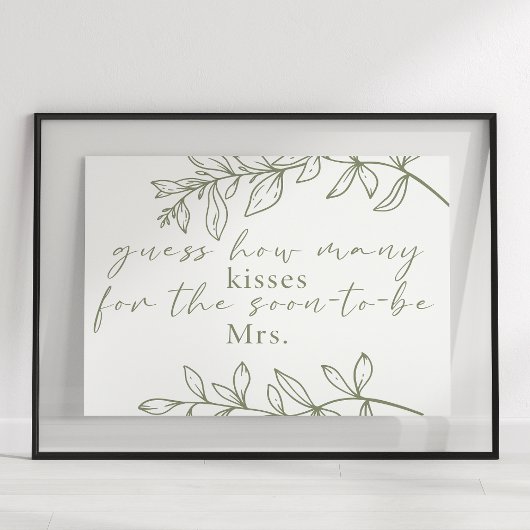 Sage Boho Flowers raad hoeveel kussen Game Post Poster