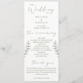 Sage Boho Flowers Simple Wedding Programme (Devant)