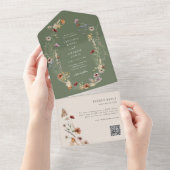 Sage Boho QR Code All In One Uitnodiging (Afscheurbaar)