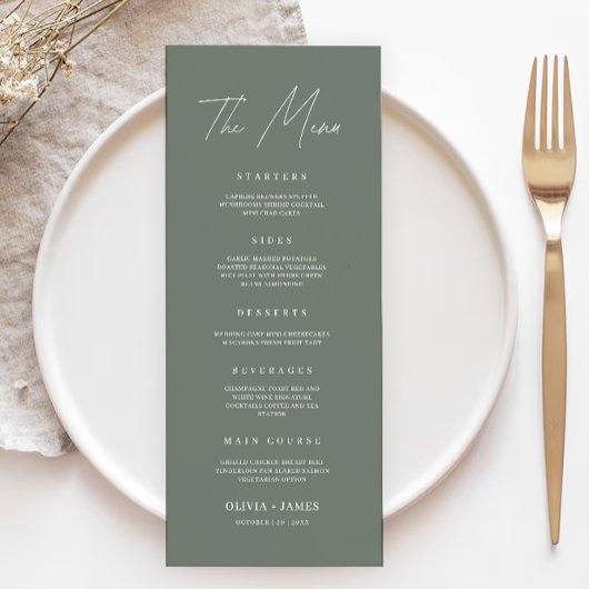 Sage Boho Wedding Menu Kaarten Sjabloon