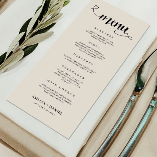 Sage Boho Wedding Menu Kaarten Sjabloon