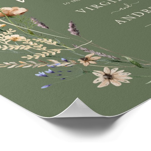 Sage Boho Wildflower Welkom bruiloft Poster (Hoek)