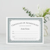Sage Bordure Certificat d'authenticité Invitation (Debout devant)