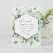 Sage Botanical Aquarelle Wedding Kaart (Staand voorkant)