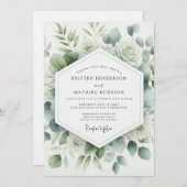 Sage Botanical Aquarelle Wedding Kaart (Voorkant / Achterkant)