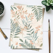 Sage Botanical Blush Leaf Watercolor Pattern Card