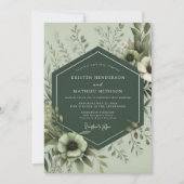 Sage Botanical Lush Wedding Kaart (Voorkant)