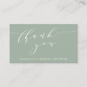 Sage Botanical Script Bridal Shower Thank You Gift Informatiekaartje (Voorkant)