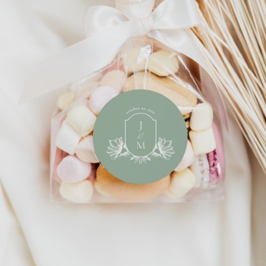 Sage Botanique Monogramme Crest Favoriser Stickers