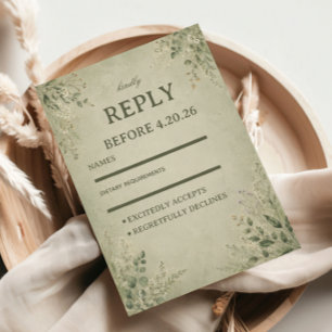 Sage Botanische Elegantie RSVP Kaartje