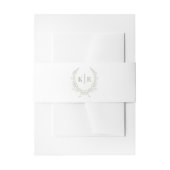 Sage Botanische & lint Crest Monogram Huwelijk Uitnodigingen Wikkel (Voorkant Voorbeeld)
