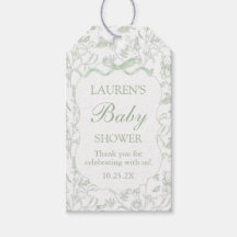 Sage Bow Baby shower Gift Label