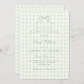 Sage Bow Baby Shower invitation Kaart (Voorkant / Achterkant)