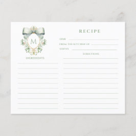 Sage Bow Crest Monogram Recept Kaart
