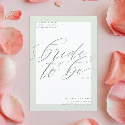 Sage Bride To Be | Modern Script-Vrijgezellenfeest Kaart