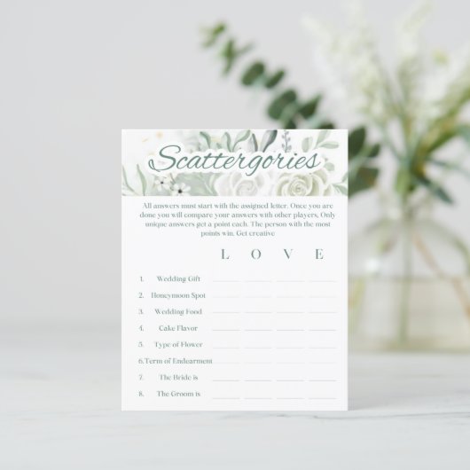 Sage Bruidsfeest Spel - Scattergories (Staand voorkant)