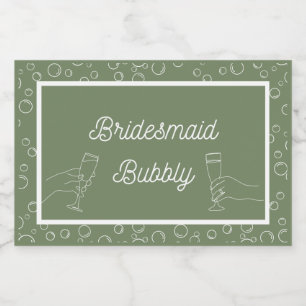 Sage Bruidsmeisje Bubbly Mini Mousserende Wijn Lab Sparkling Wijnetiket