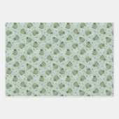 Sage Bubble Frogs - lauriergroen kinder motief. Inpakpapier Vel (Voorkant)