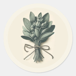 Sage Bunch Vintage Botanische Apotheek Plant Ronde Sticker