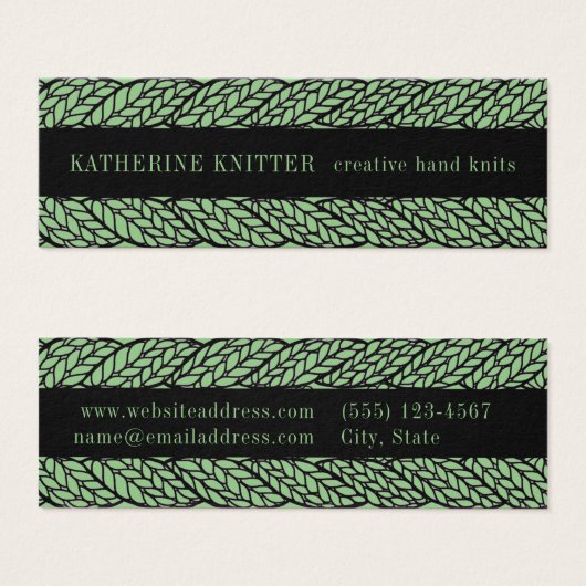 SAGE CABLE TRICOTÉ 3x1 Mini Carte de Visite (Devant & derrière)