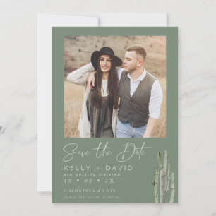 Sage Cactus Succulent Save the Date Kaart