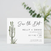 Sage Cactus Succulent Wedding Save the Date Kaart (Staand voorkant)