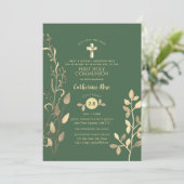 Sage céleste Sainte Communion Invitation Feuille d (Debout devant)