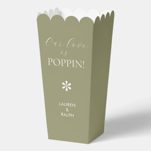 Sage | Chic Minimal Script Wedding Popcorn Bedankdoosjes (Voorkant)