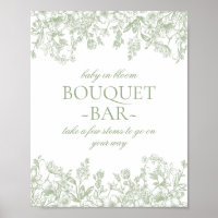 Sage Chinoiserie Bloemen Baby Boeket Bar