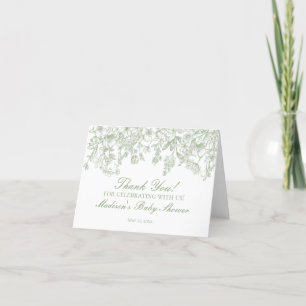 Sage Chinoiserie  Bloemen Dank u kaart