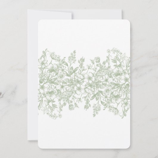 Sage Chinoiserie Bloemen Verjaardagsfeest Kaart (Achterkant)