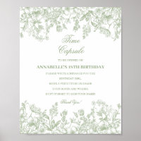 Sage Chinoiserie Bloemige Tijdscapsule Baby Geboor