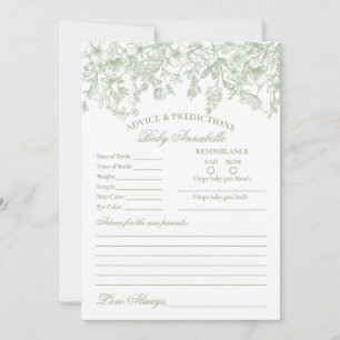 Sage Chinoiserie Floral Advies voor Baby Kaart