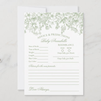 Sage Chinoiserie Floral Advies voor Baby Kaart