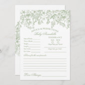 Sage Chinoiserie Floral Conseils pour carte bébé (Devant / Derrière)