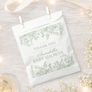 Sage Chinoiserie Vintage Bloemen Baby Shower Desse Bedankzakje