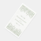 Sage Chinoiserie Vintage Bloemen Bruiloft Servet (Hoek)