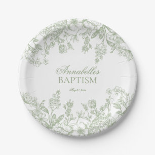 Sage Chinoiserie Vintage Bloemendessert Papieren Bordje