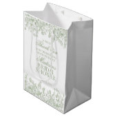 Sage Chinoiserie Vintage Bloemige Bruiloftsdouche Medium Cadeauzakje (Voorkant Gekanteld)