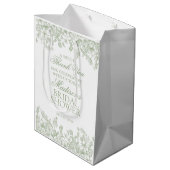 Sage Chinoiserie Vintage Bloemige Bruiloftsdouche Medium Cadeauzakje (Achterkant Gekanteld)