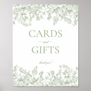 Sage Chinoiserie Vintage Bloemkaarten & Cadeaus Bo Poster