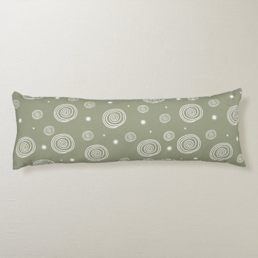 Sage Circles Abstracte Circles en Stippen in Groen Lichaamskussen (Achterkant)