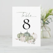 Sage Citrouille Florals Mariage Numéro de table (Debout devant)