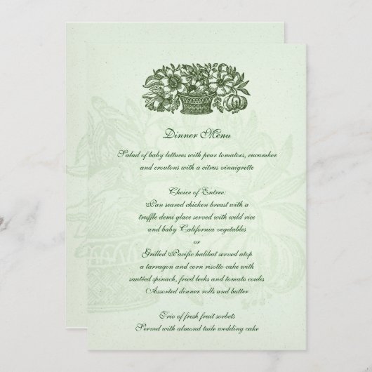 Sage Classic Bloemmandje Menu (Voorkant / Achterkant)