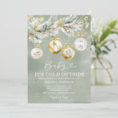Sage Cold Buiten Snowflake Kerst Baby shower Kaart (Staand voorkant)
