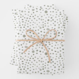 Sage Confetti Aquarelle Points Envelopper Papier