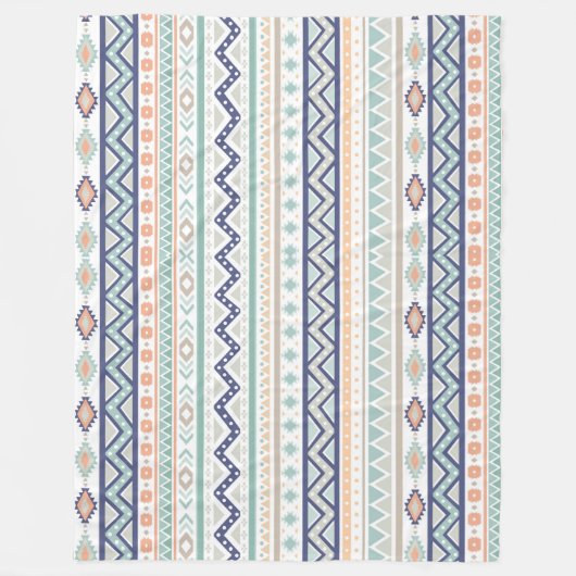 Sage & Coral Native American Pattern Fleece Deken (Voorkant)