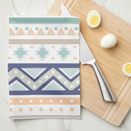 Sage & Coral Native American Pattern Theedoek (Quarter Fold)