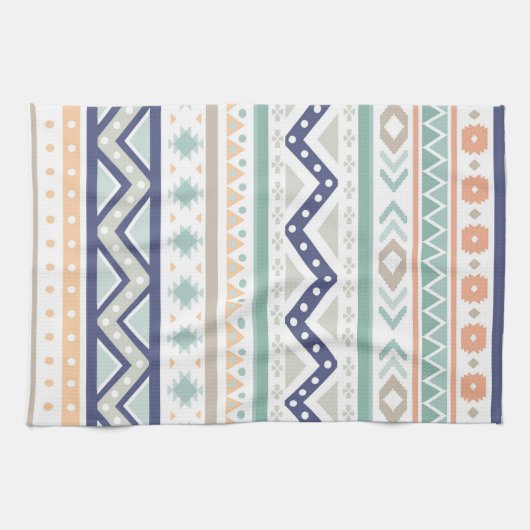 Sage & Coral Native American Pattern Theedoek (Horizontaal)