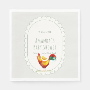 Sage Cottagecore Haan Kuiken Baby Shower Welkom Servet